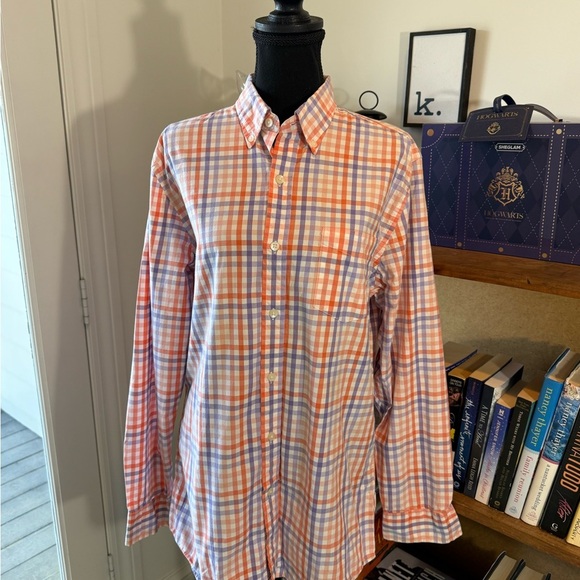 Saddlebred Orange and White Casual Button Down Shirt - Picture 1 of 6